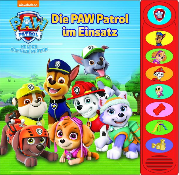 Cover von Die PAW Patrol im Einsatz – 8-Button-Soundbuch – interaktives Bilderbuch mit 8 spannenden Geräuschen