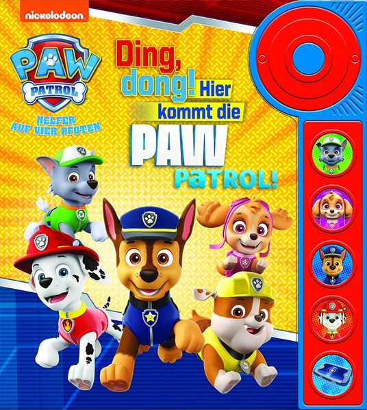 Cover von PAW Patrol – Ding, dong! Hier kommt die PAW Patrol – Soundbuch – Pappbilderbuch mit Klingelknopf