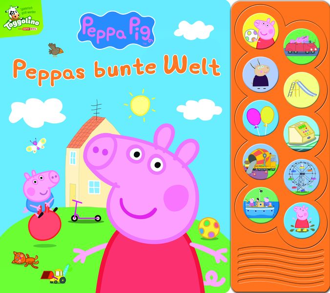 Cover von Peppa Pig – Peppas bunte Welt – Interaktives Pappbilderbuch mit 10 lustigen Geräuschen