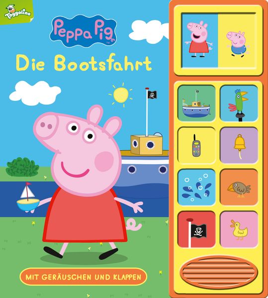Cover von Peppa Pig – Die Bootsfahrt – Klappen-Geräusche-Buch mit 10 Sounds – Pappbilderbuch für Kinder ab 3 Jahren