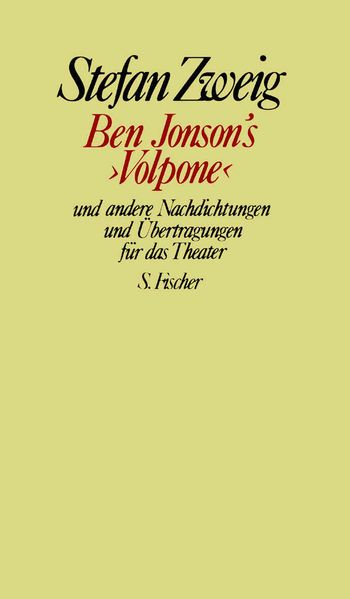 Cover von Ben Jonson’s »Volpone« und andere Nachdichtungen und Übertragungen für das Theater