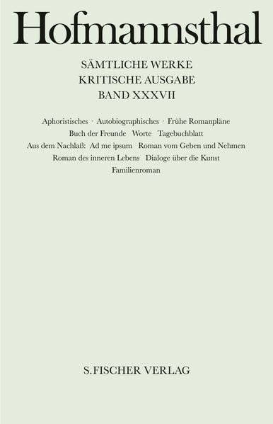 Cover von Aphoristisches, Autobiographisches, Frühe Romanpläne