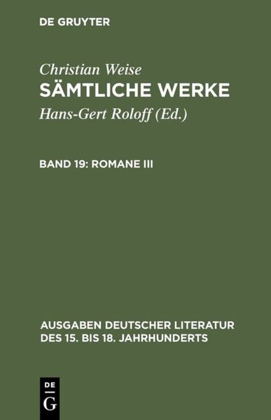 Cover von Christian Weise: Sämtliche Werke / Romane III