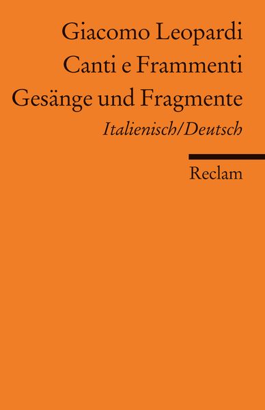 Cover von Canti e Frammenti /Gesänge und Fragmente