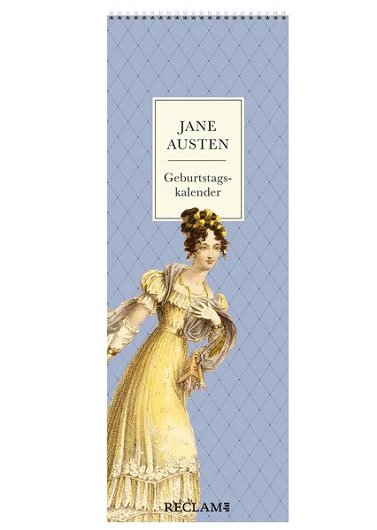 Cover von Jane Austen Geburtstagskalender | Immerwährender Wandkalender zum Eintragen im praktischen Streifenformat | Mit Illustrationen und Zitaten aus Jane Austens beliebtesten Romanen und Briefen