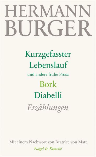 Cover von Kurzgefasster Lebenslauf und andere frühe Prosa. Bork. Diabelli
