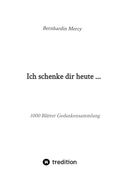 Cover von Ich schenke dir heute