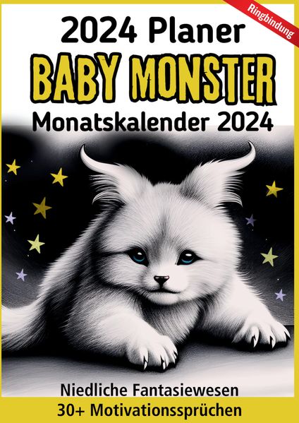 Cover von Planer 2024 Kalender 2024 Baby Monster Lustiger Planer Süßer Tischkalender Niedliche Fantasiewesen 12-Monatskalender Geschenk Fantasie Jugendliche Teenager Tweens Kinder