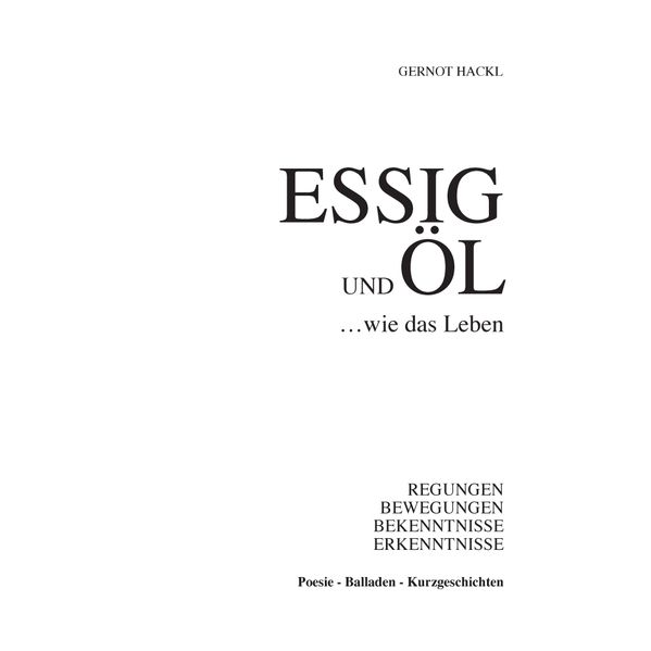 Cover von Essig und Öl … wie das Leben