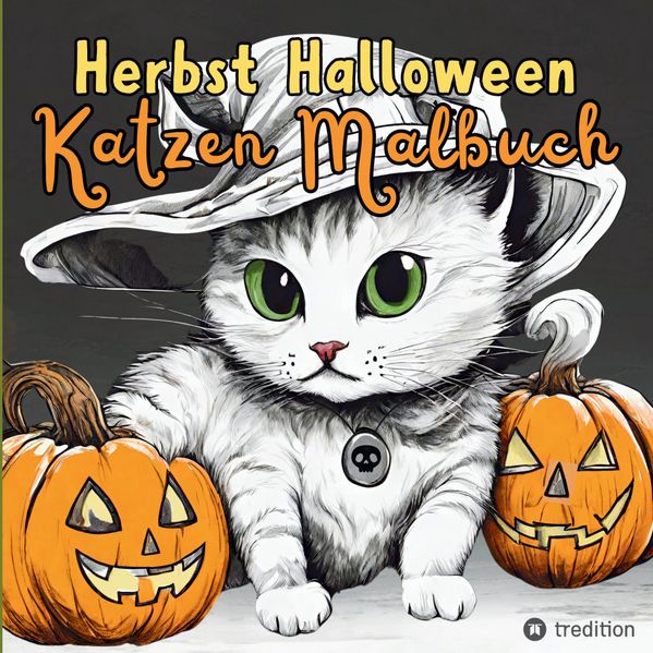 Cover von Malbuch Katze Halloween Herbst Kreativ Antistress Ausmalbilder für Erwachsene Jugendliche Teenager Kinder Malbuch Herbst Geschenk für Katzenfans