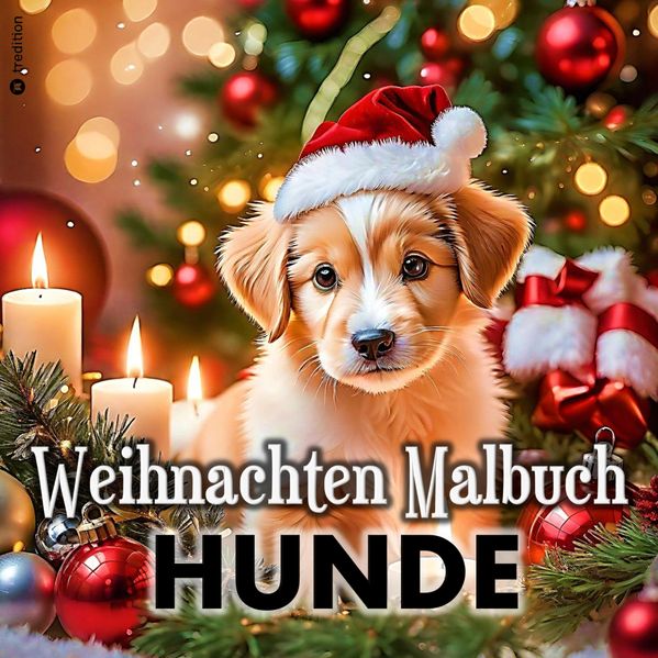 Cover von Malbuch Weihnachten für Erwachsene Hunde Weihnachten Süße Bescherung am Weihnachtsbaum
