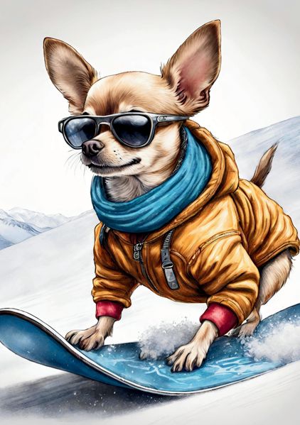 Cover von Hund Notizbuch Chihuahua Weihnachten Snowboarden mit 55 motivierenden Zitaten Lebensweisheiten und Hundeliebe Lustiges Geschenk Winterzeit zum Wichteln Nikolaus Jungen Männer Mitarbeiter Kollegen