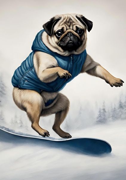 Cover von Notizbuch Mops Weihnachten Snowboarden Hund Notizheft mit 55 Zitaten Lebensweisheiten Hundeliebe Lustiges Geschenk zum Wichteln, Advent, Nikolaustag, Geburtstag, Geschenkartikel
