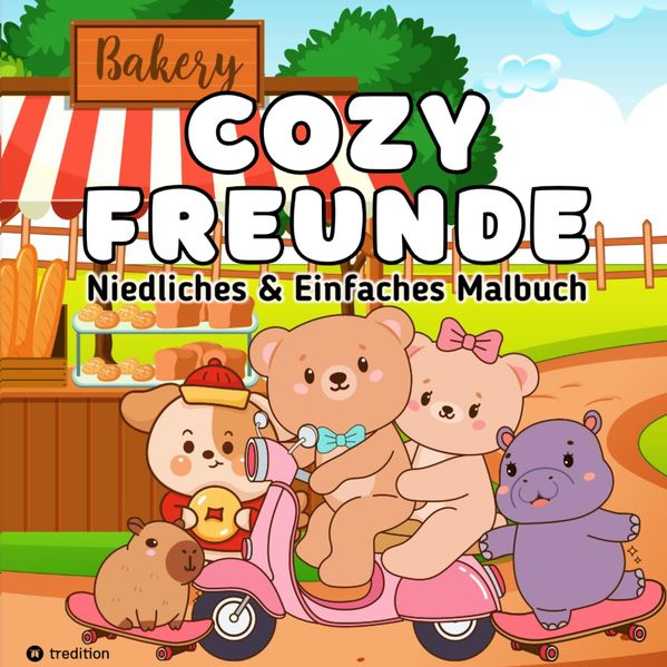 Cover von Cozy Malbuch Cozy Freunde – Süße Tiere Malbuch für Erwachsene
