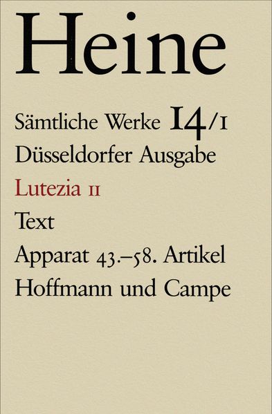 Cover von Sämtliche Werke. Historisch-kritische Gesamtausgabe der Werke. Düsseldorfer Ausgabe / Lutezia II
