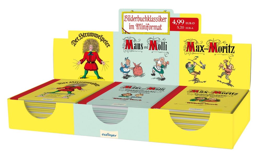 Cover von Display Mini-Bilderbücher Max und Moritz, Der Struwwelpeter, Maus und Molli