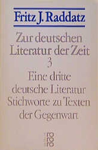 Cover von Zur deutschen Literatur der Zeit 3: Eine dritte deutsche Literatur