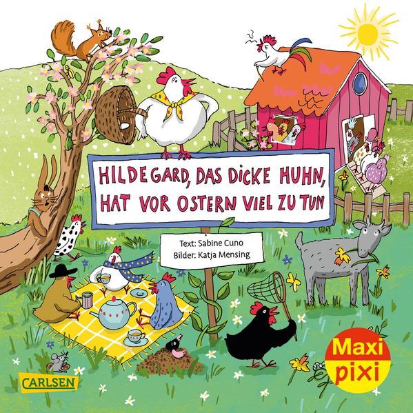 Cover von Maxi Pixi 346: Hildegard das dicke Huhn, hat vor Ostern viel zu tun