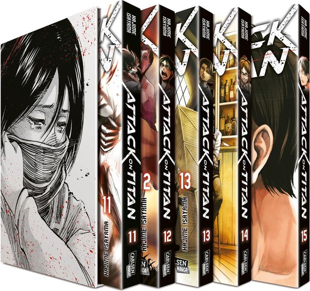 Cover von Attack on Titan, Bände 11-15 im Sammelschuber mit Extra