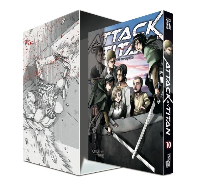 Cover von Attack on Titan, Band 10 im Sammelschuber mit Extra
