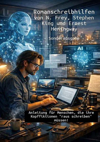 Cover von Romanschreibhilfen von N. Frey, Stephen King und Ernest Hemingway