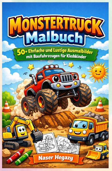 Cover von Monstertruck-Malbuch für Jungen im Alter von 3–5 Jahren