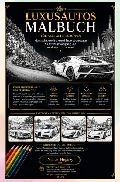 Cover von Luxusautos-Malbuch für alle Altersgruppen