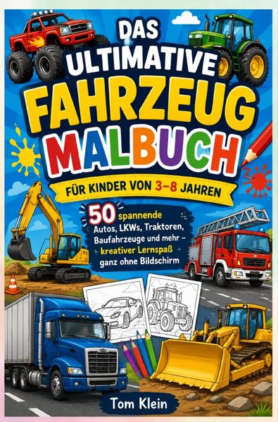 Cover von Das ultimative Fahrzeug-Malbuch für Kinder von 3–8 Jahren