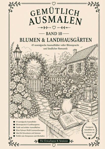 Cover von Gemütlich ausmalen/Gemütlich ausmalen – Blumen & Landhausgärten