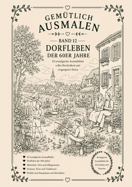 Cover von Gemütlich ausmalen/Gemütlich ausmalen – Dorfleben der 60er Jahre
