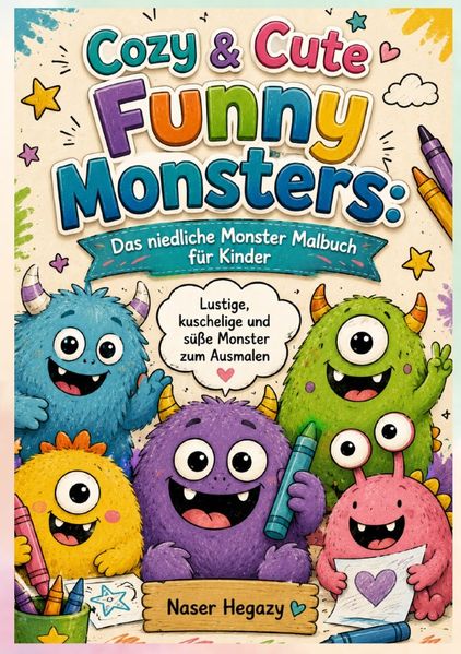 Cover von Cozy & Cute Funny Monsters: Das niedliche Monster Malbuch für Kinder