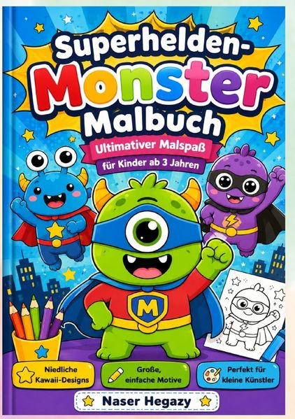 Cover von Superhelden-Monster Malbuch – Ultimativer Malspaß für Kinder ab 3 Jahren