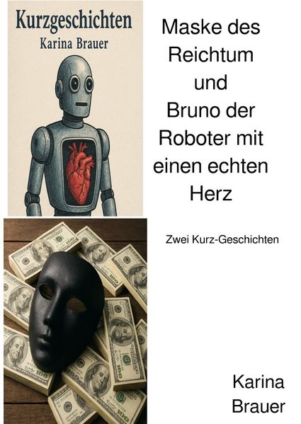Cover von Zwei Kurz- Geschichten: Maske des Reichtum und Bruno der Roboter mit einen echten Herz