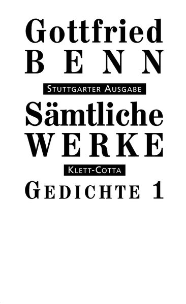 Cover von Sämtliche Werke – Stuttgarter Ausgabe / Gedichte 1
