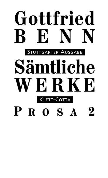 Cover von Sämtliche Werke – Stuttgarter Ausgabe / Prosa 2