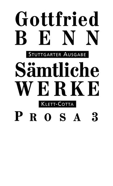 Cover von Sämtliche Werke – Stuttgarter Ausgabe / Prosa 3
