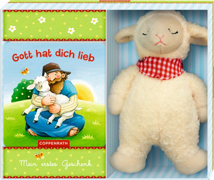 Cover von Gott hat dich lieb
(Geschenkset zu Taufe oder Geburt mit Plüschschäfchen und Leporello)