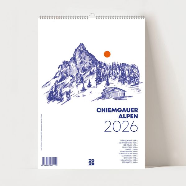 Cover von Chiemgauer Alpen, Wandkalender 2026, Monatskalender, A4