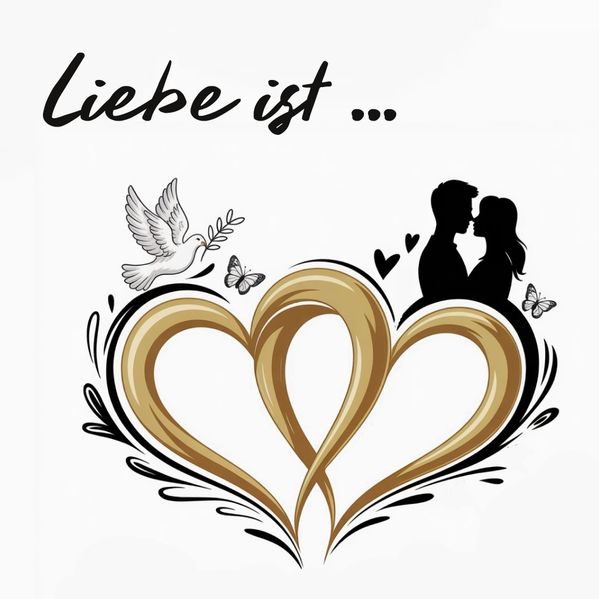Cover von Liebe ist … Originelles Gästebuch zur Hochzeit, Verlobung oder dem Jubiläum der Ehe oder Lebenspartnerschaft mit stilvollen Bildmotiven zur Inspiration zu den Aspekten von Liebe für kleine und große Feiern