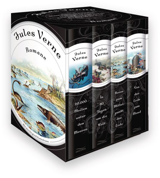 Cover von Jules Verne – Romane (20.000 Meilen unter den Meeren – In 80 Tagen um die Welt – Reise zum Mittelpunkt der Erde – Von der Erde zum Mond)
