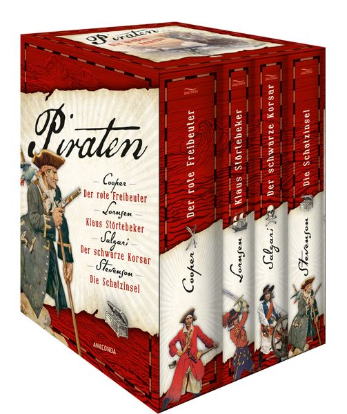 Cover von Piraten – Die großen Romane: Der rote Freibeuter – Klaus Störtebeker – Der schwarze Korsar – Die Schatzinsel