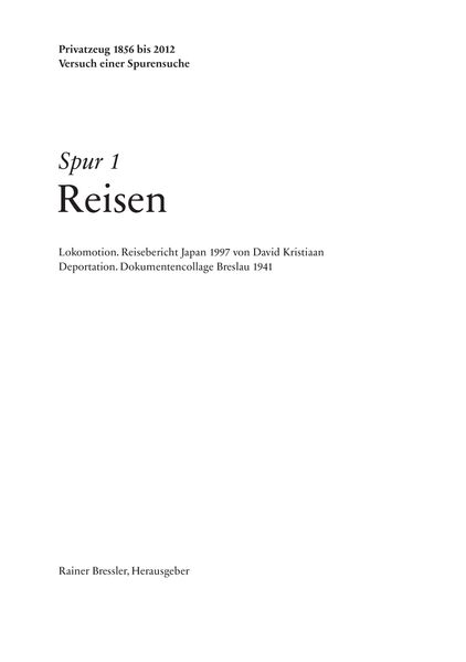 Cover von Spur 1 Reisen