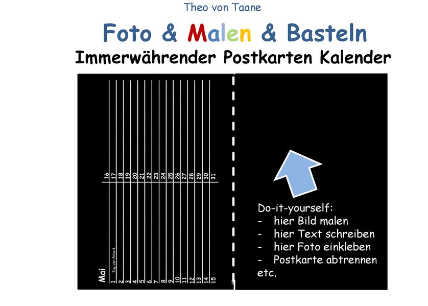 Cover von Foto & Malen & Basteln – Immerwährender Postkarten Kalender – schwarz (kartonierte Ausgabe in Ringbindung)