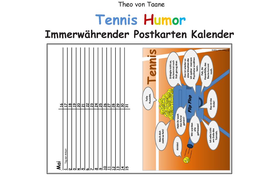 Cover von Immerwährender TENNIS Postkarten KALENDER (kartonierte Ausgabe)
