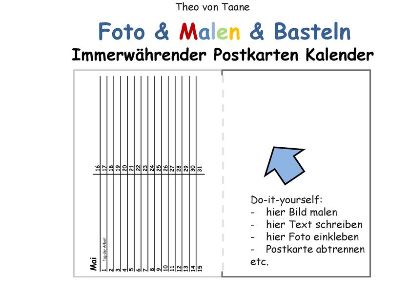 Cover von Foto & Malen & Basteln – Immerwährender Postkarten Kalender – weiß (kartonierte Ausgabe in Ringbindung)