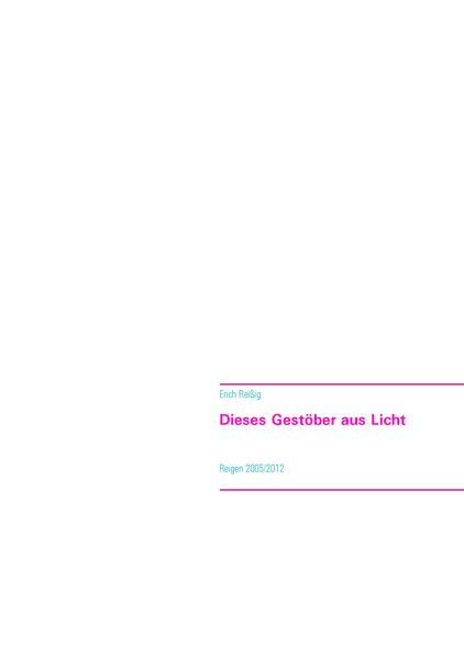 Cover von Dieses Gestöber aus Licht