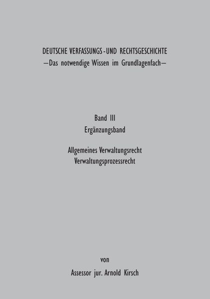 Cover von Deutsche Verfassungs – und Rechtsgeschichte Band III (Ergänzungsbund)
