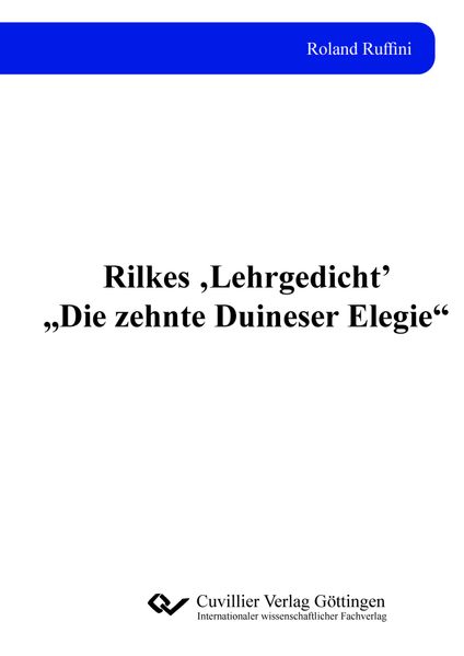 Cover von Rilkes ‚Lehrgedicht’ „Die zehnte Duineser Elegie“