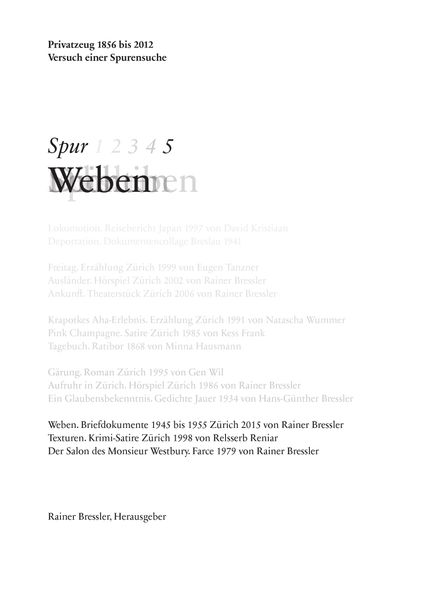 Cover von Spur 5 Weben