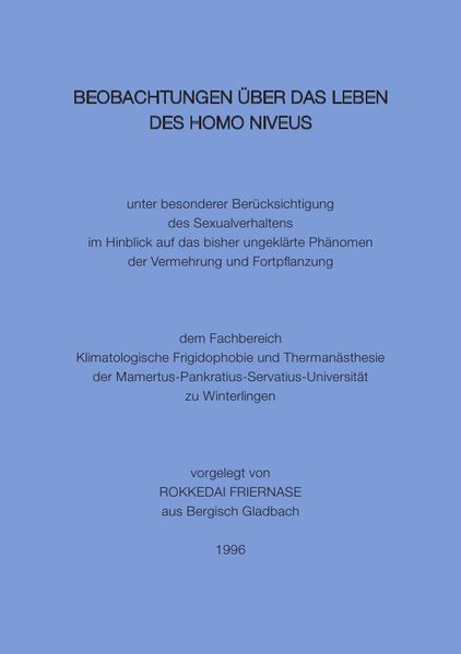 Cover von Beobachtungen über das Leben des Homo niveus